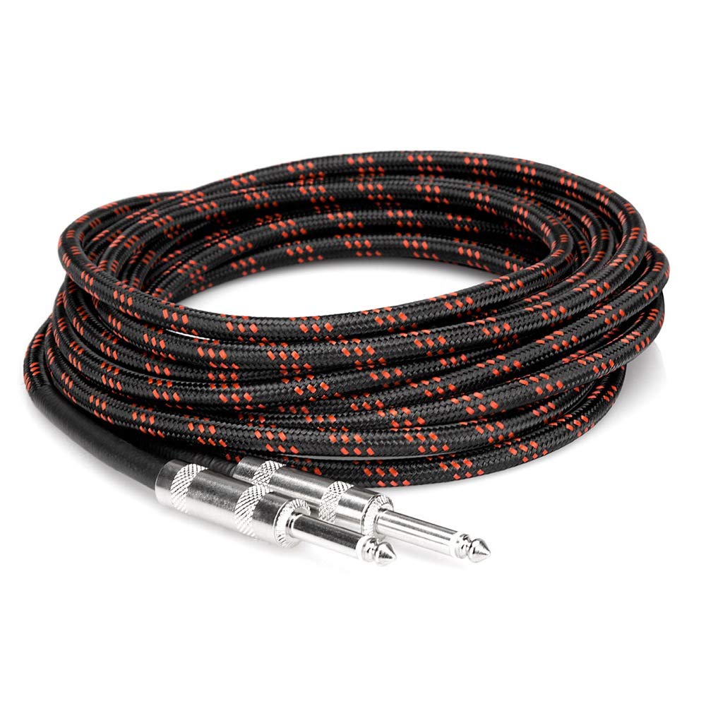 Hosa Cloth Guitar Cable 18ft 3GT18C-Black & Red-Andy's Music