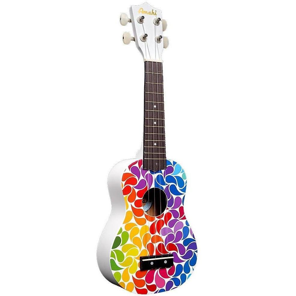 Amahi DDUK Tropical Series Soprano Ukulele With Bag-Rainbow Flower-Andy's Music